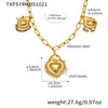 Wholesale Light Luxury Electroplated Stainless Steel Tassel Crown Heart Print Multiaccessory Pendant Necklace And Earrings Set For Women