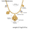 Wholesale Light Luxury Electroplated Stainless Steel Tassel Crown Heart Print Multiaccessory Pendant Necklace And Earrings Set For Women