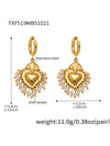 Wholesale Light Luxury Electroplated Stainless Steel Tassel Crown Heart Print Multiaccessory Pendant Necklace And Earrings Set For Women