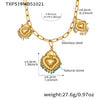 Wholesale Light Luxury Electroplated Stainless Steel Tassel Crown Heart Print Multiaccessory Pendant Necklace And Earrings Set For Women