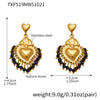Wholesale Light Luxury Electroplated Stainless Steel Tassel Crown Heart Print Multiaccessory Pendant Necklace And Earrings Set For Women