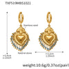 Wholesale Light Luxury Electroplated Stainless Steel Tassel Crown Heart Print Multiaccessory Pendant Necklace And Earrings Set For Women