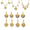 Wholesale Light Luxury Electroplated Stainless Steel Tassel Crown Heart Print Multiaccessory Pendant Necklace And Earrings Set For Women