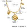 Wholesale Light Luxury Electroplated Stainless Steel Tassel Crown Heart Print Multiaccessory Pendant Necklace And Earrings Set For Women