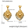 Wholesale Light Luxury Electroplated Stainless Steel Tassel Crown Heart Print Multiaccessory Pendant Necklace And Earrings Set For Women