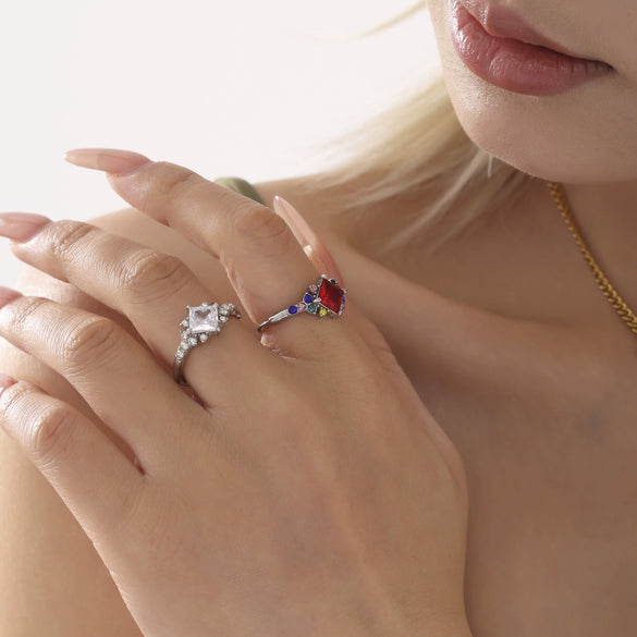 Wholesale Light Luxury Electroplated 316L Stainless Steel Zircon Geometric Ring For Women