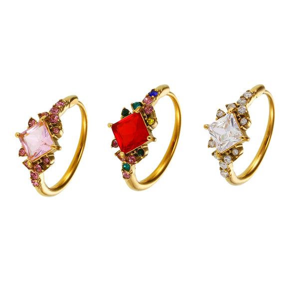 Wholesale Light Luxury Electroplated 316L Stainless Steel Zircon Geometric Ring For Women