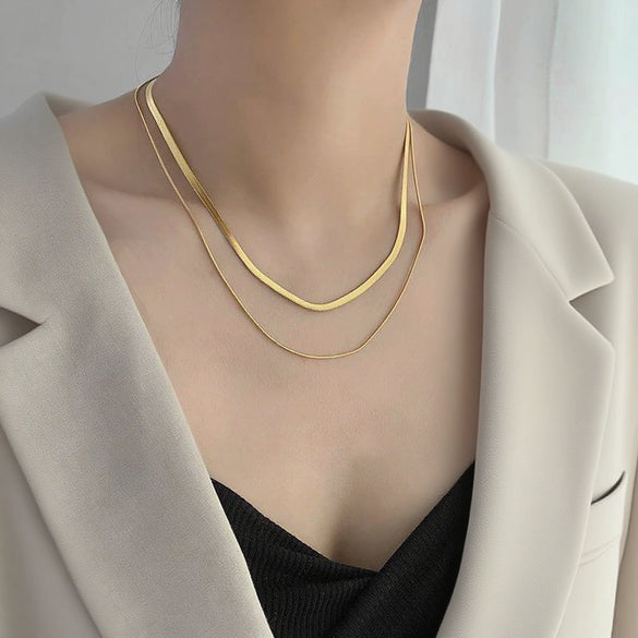 Wholesale Light Luxury Electroplated Titanium Steel Geometric Blade Chain Necklace Unisex