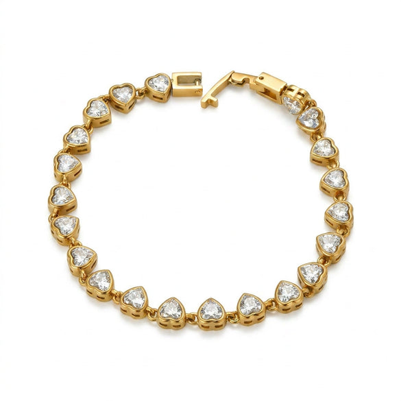 Wholesale Light Luxury Electroplated Titanium Steel Heartshaped Zircon Bracelet For Women