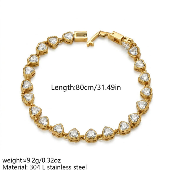 Wholesale Light Luxury Electroplated Titanium Steel Heartshaped Zircon Bracelet For Women