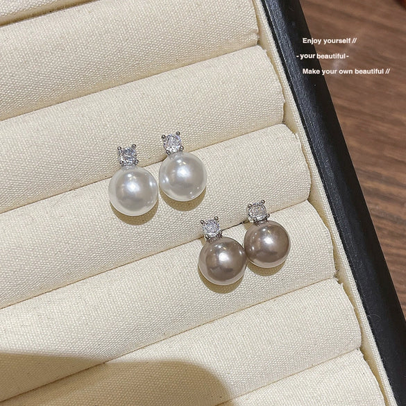 Wholesale Light Luxury Elegant Bead Earrings Copper Microinlaid Zircon With Geometric Pattern