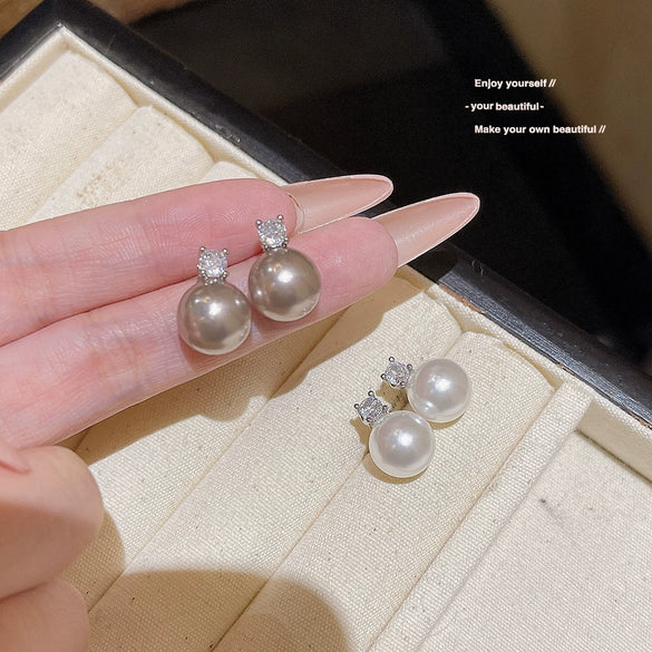 Wholesale Light Luxury Elegant Bead Earrings Copper Microinlaid Zircon With Geometric Pattern