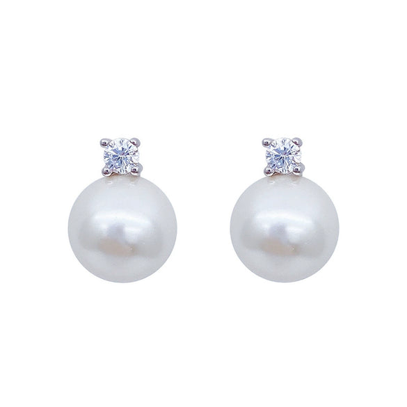 Wholesale Light Luxury Elegant Bead Earrings Copper Microinlaid Zircon With Geometric Pattern