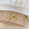 Wholesale Light Luxury Elegant Geometric Diamond Pendant Necklace For Women And Men Copper Pendant Stainless Steel Chain