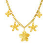 Wholesale Light Luxury Elegant Gold Plated Stainless Steel Five Petal Flower Pendant Coarse Chain Clavicle Necklace For Women