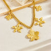 Wholesale Light Luxury Elegant Gold Plated Stainless Steel Five Petal Flower Pendant Coarse Chain Clavicle Necklace For Women