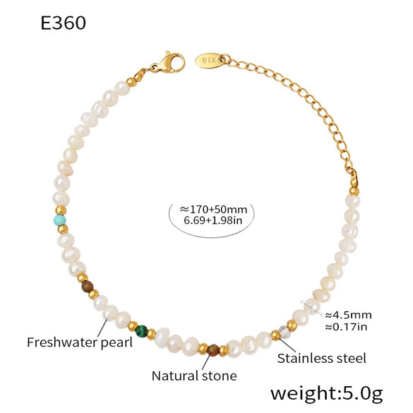 Wholesale Light Luxury Elegant Natural Stone Freshwater Pearl Jewelry With Geometric Shape Electroplated Bracelet And Hand Ring For Women