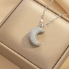 Wholesale Light Luxury Elegant Star Pattern Moon Peach Heart Pearl Shell Titanium Steel Electroplated Necklace For Women
