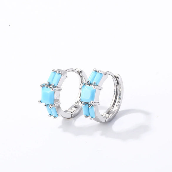 Wholesale Light Luxury Elegant Women's Copper Earrings Set With Zircon Inlay And Geometric Design