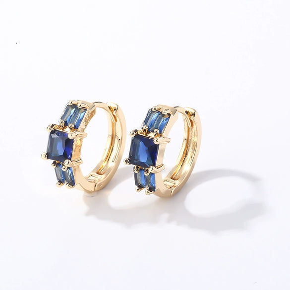 Wholesale Light Luxury Elegant Women's Copper Earrings Set With Zircon Inlay And Geometric Design