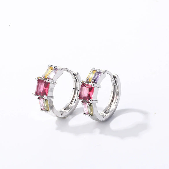 Wholesale Light Luxury Elegant Women's Copper Earrings Set With Zircon Inlay And Geometric Design