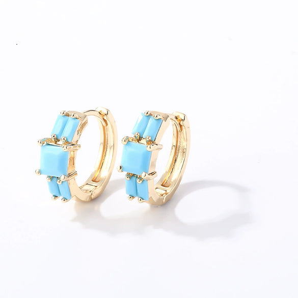 Wholesale Light Luxury Elegant Women's Copper Earrings Set With Zircon Inlay And Geometric Design