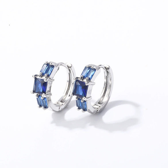 Wholesale Light Luxury Elegant Women's Copper Earrings Set With Zircon Inlay And Geometric Design