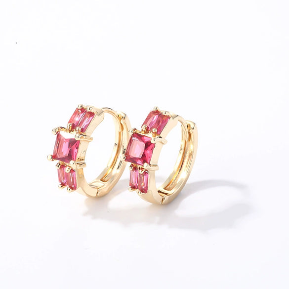 Wholesale Light Luxury Elegant Women's Copper Earrings Set With Zircon Inlay And Geometric Design