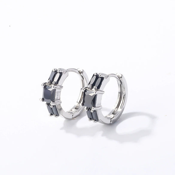 Wholesale Light Luxury Elegant Women's Copper Earrings Set With Zircon Inlay And Geometric Design