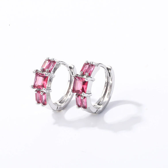 Wholesale Light Luxury Elegant Women's Copper Earrings Set With Zircon Inlay And Geometric Design