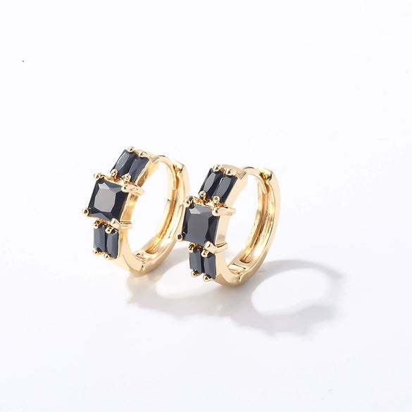 Wholesale Light Luxury Elegant Women's Copper Earrings Set With Zircon Inlay And Geometric Design