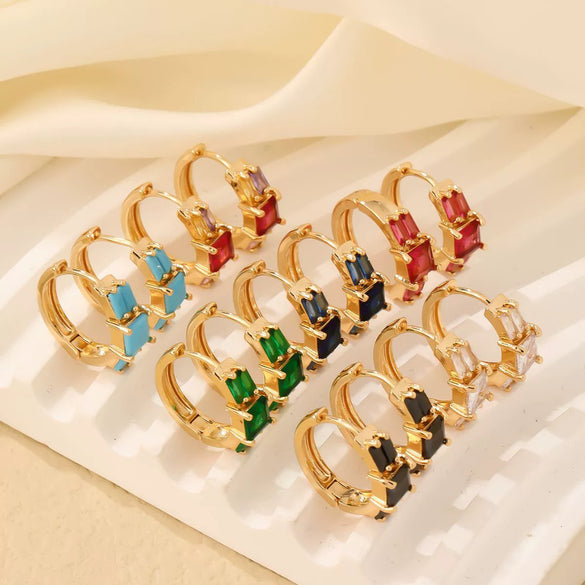 Wholesale Light Luxury Elegant Women's Copper Earrings Set With Zircon Inlay And Geometric Design