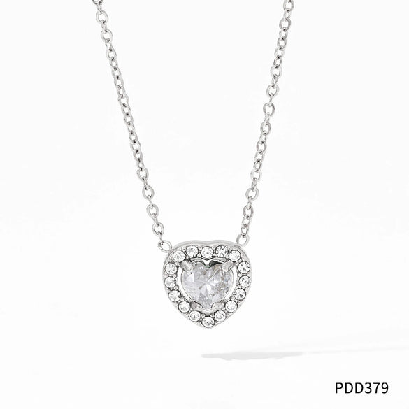 Wholesale Light Luxury Elegant Women's Love Jewelry Set With Emerald Zircon Stainless Steel Necklace Earrings Bracelet Electroplated