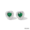 Wholesale Light Luxury Elegant Women's Love Jewelry Set With Emerald Zircon Stainless Steel Necklace Earrings Bracelet Electroplated