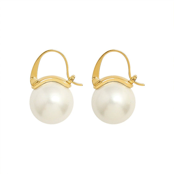Wholesale Light Luxury Exaggerated Imitation Pearl Earrings For Women 316L Stainless Steel 18K Gold Plated Ear Jewelry