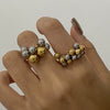 Wholesale Light Luxury Exaggerated Niche Titanium Steel Ring With Geometric Pattern Electroplated Treatment