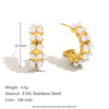Wholesale Light Luxury Exquisite High Grade Women's Ear Jewelry Stainless Steel 18K Gold Plated Double Pearl Geometric Earrings