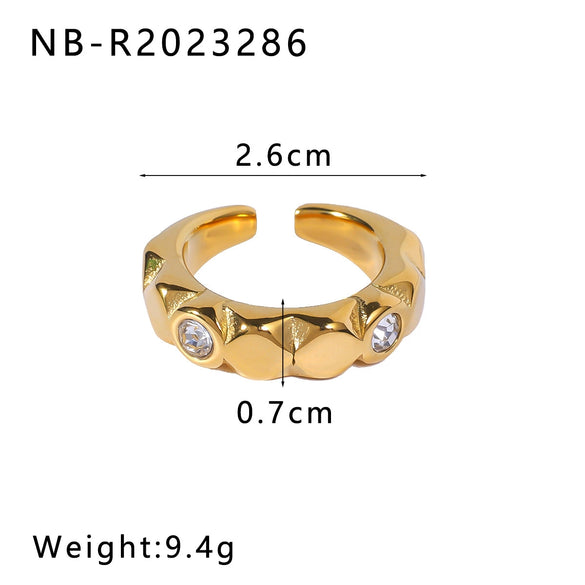 Wholesale Light Luxury Exquisite Pearl Geometric Ring In Stainless Steel With 18K Furnace Vacuum Plating For Women And Men