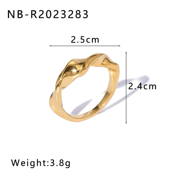 Wholesale Light Luxury Exquisite Pearl Geometric Ring In Stainless Steel With 18K Furnace Vacuum Plating For Women And Men
