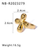 Wholesale Light Luxury Exquisite Pearl Geometric Ring In Stainless Steel With 18K Furnace Vacuum Plating For Women And Men