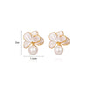 Wholesale Light Luxury Exquisite Versatile Earrings With Imitation Pearls Oil Drop Flower Design