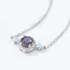 Wholesale Light Luxury Fashion Alexandrite Necklace S925 Silver Geometric Cultivated Variable Stone Color Women's Clavicle Chain With Diamond Design