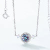 Wholesale Light Luxury Fashion Alexandrite Necklace S925 Silver Geometric Cultivated Variable Stone Color Women's Clavicle Chain With Diamond Design