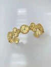 Wholesale Light Luxury Fashion Flower Round C Shape Adjustable Copper Gold Plated Couple Bracelet