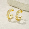 Wholesale Light Luxury Fashion Geometric Triangle And Rhombus Pattern Diamondencrusted Cshaped Titanium Steel And Stainless Steel Earrings Hoops And Studs Unisex Jewelry