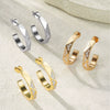Wholesale Light Luxury Fashion Geometric Triangle And Rhombus Pattern Diamondencrusted Cshaped Titanium Steel And Stainless Steel Earrings Hoops And Studs Unisex Jewelry