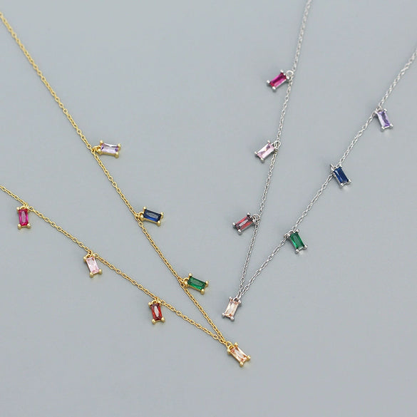 Wholesale Light Luxury Fashion Necklace S925 Silver Geometric Zircon Electroplated Cross Chain For Women