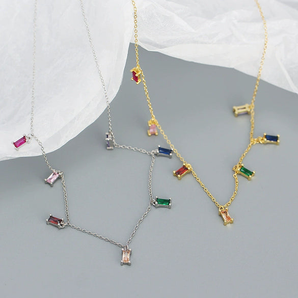 Wholesale Light Luxury Fashion Necklace S925 Silver Geometric Zircon Electroplated Cross Chain For Women