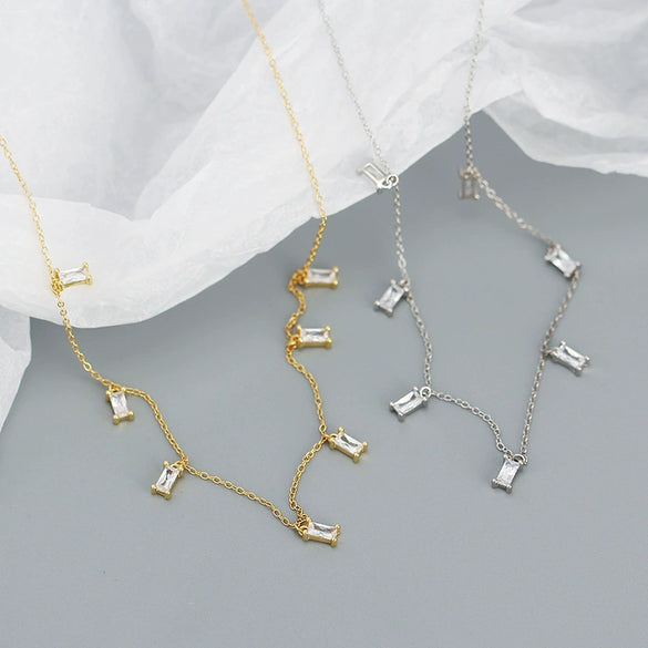 Wholesale Light Luxury Fashion Necklace S925 Silver Geometric Zircon Electroplated Cross Chain For Women