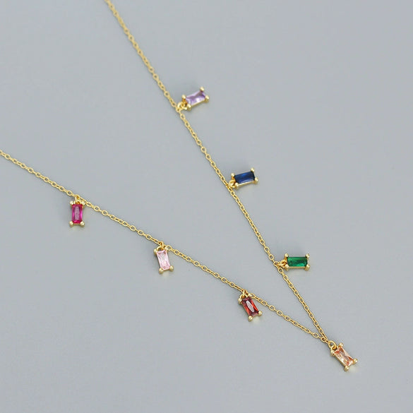 Wholesale Light Luxury Fashion Necklace S925 Silver Geometric Zircon Electroplated Cross Chain For Women